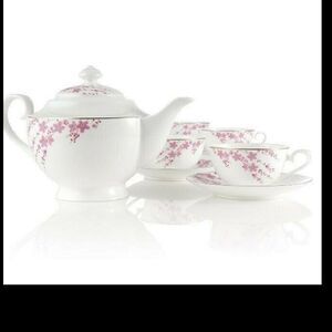 Teavana Sakura Cherry Blossom Holly Bone China 24 KT Filigree Tea Kettle 43 oz